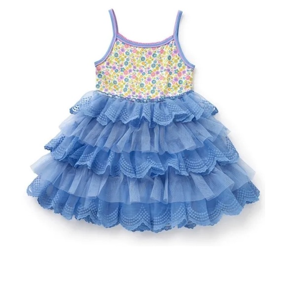 Matilda Jane Make A Wish Dress Ruffle Blue Floral - Picture 1 of 9